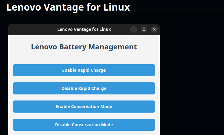Lenovo Vantage Features for Linux - Linux port of essential Lenovo Vantage features fo...
